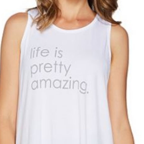 Peace Love World Knit Tank with Asymmetric Hem - Picture 3 of 3